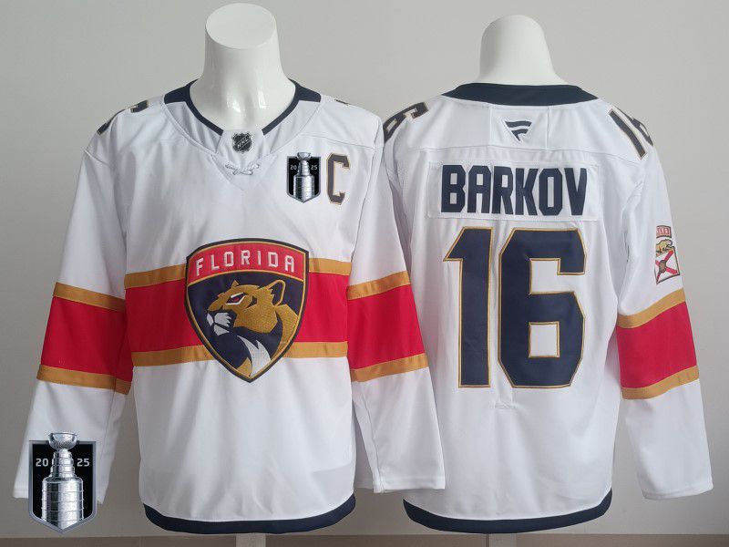 Men 2025 Florida Panthers 16 Barkov White Fanatics Home Premium NHL Jersey style 3